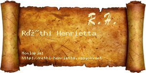 Réthi Henrietta névjegykártya